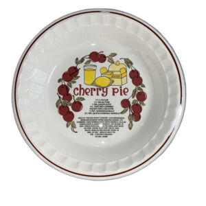 Vintage Hankook Cherry Pie Dish with full Recipe.